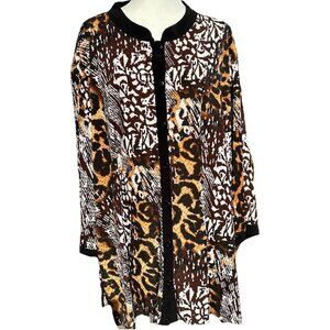SOLD Added Dimensions Catherines Button Up Top 5X Leopard Print Sequins